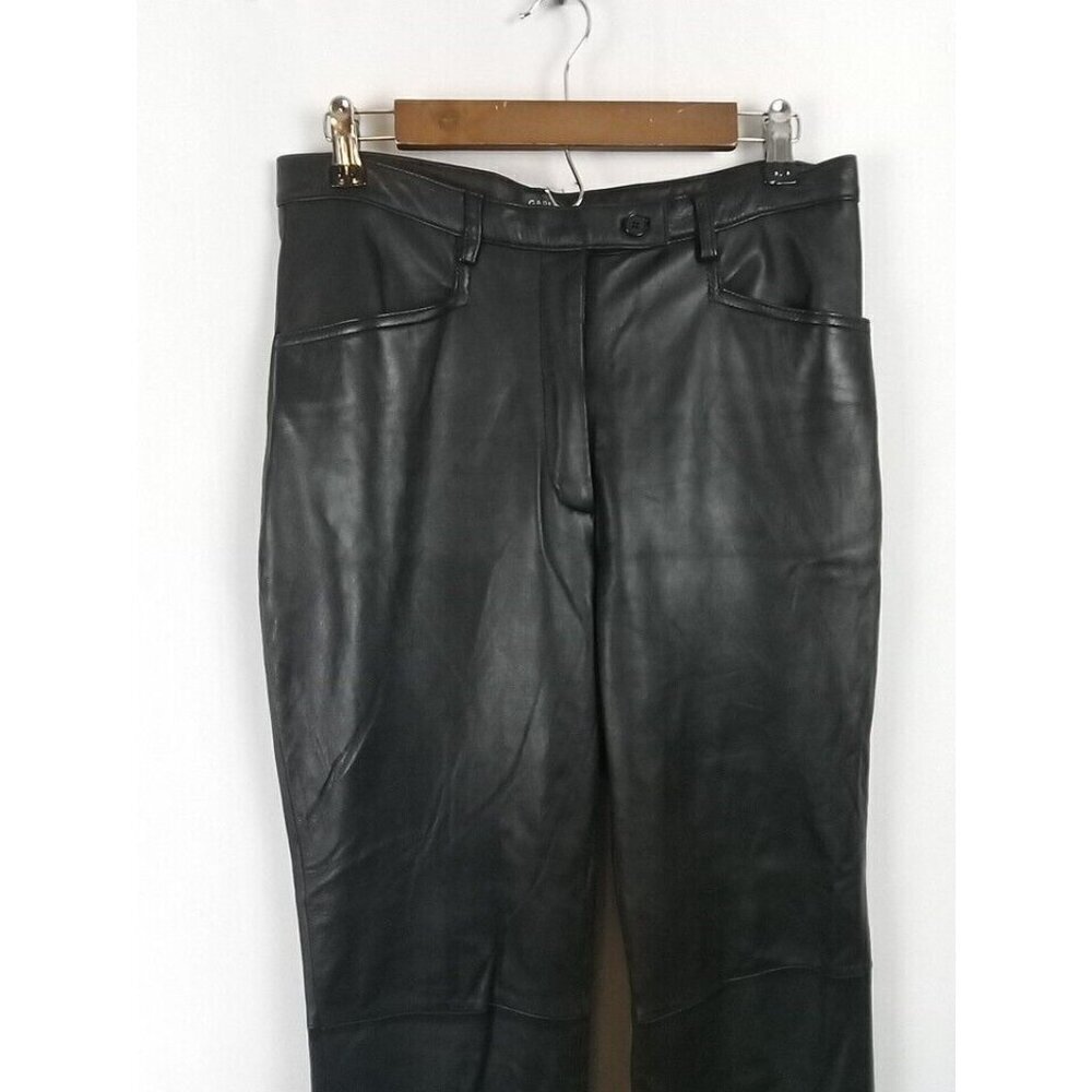 Garson Pants Women's Leather Size 10 Black Riding Motorcycle Biker - Picture 4 of 16